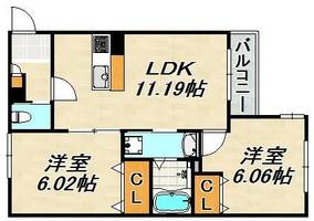 プレジール高取山町A棟の間取り