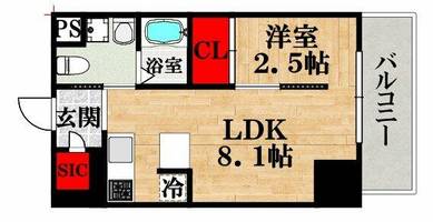 アイボリーポワント難波WEST1007の間取り