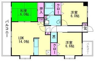 福岡県福岡市城南区干隈2丁目(マンション)の賃貸物件の間取り