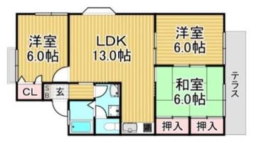 福岡県那珂川市中原6丁目(アパート)の賃貸物件の間取り