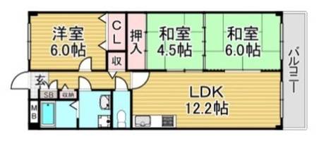 福岡県大野城市山田2丁目(マンション)の賃貸物件の間取り