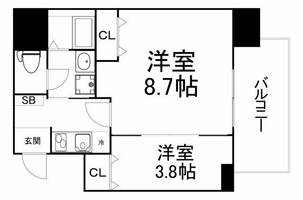 大阪府大阪市天王寺区玉造本町(マンション)の賃貸物件の間取り
