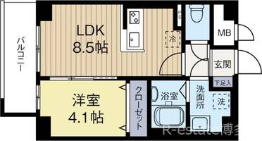 福岡県福岡市中央区平尾1丁目(マンション)の賃貸物件の間取り