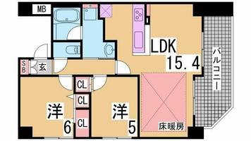 兵庫県神戸市兵庫区湊町1丁目(マンション)の賃貸物件の間取り