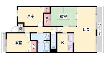 第三手柄マンションブランシェ207の間取り