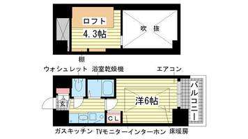 エステムコート三宮駅前ラ・ドゥー1000の間取り