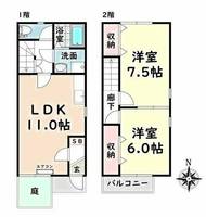 愛知県名古屋市南区鳴浜町2丁目(テラスハウス)の賃貸物件の間取り