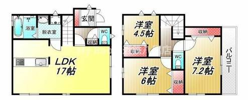 大阪府八尾市上之島町南7丁目(一戸建)の賃貸物件の間取り
