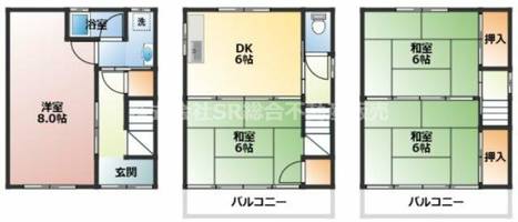 大阪府東大阪市岩田町5丁目(一戸建)の賃貸物件の間取り