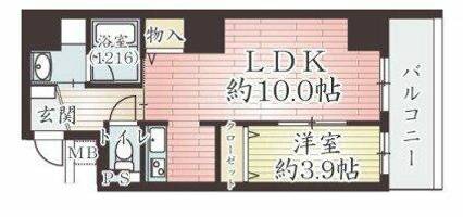 大阪府大阪市西区北堀江1丁目(マンション)の賃貸物件の間取り