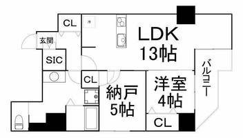 大阪府大阪市中央区農人橋3丁目(マンション)の賃貸物件の間取り