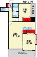 福岡県北九州市小倉北区室町2丁目(マンション)の賃貸物件の間取り