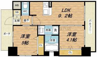 エステムコート阿波座プレミアムの間取り