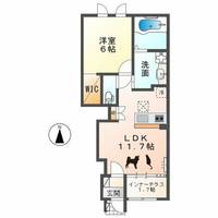 愛知県北名古屋市鹿田合田(アパート)の賃貸物件102の間取り