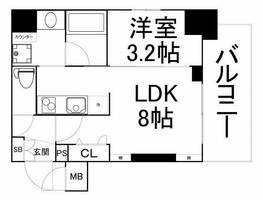大阪府大阪市中央区常盤町2丁目(マンション)の賃貸物件の間取り