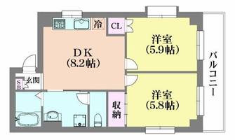 兵庫県神戸市兵庫区下三条町(マンション)の賃貸物件の間取り