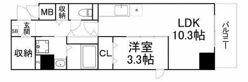 大阪府大阪市北区本庄東2丁目(マンション)の賃貸物件の間取り
