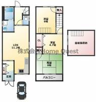 大阪府東大阪市友井3丁目(一戸建)の賃貸物件1の間取り