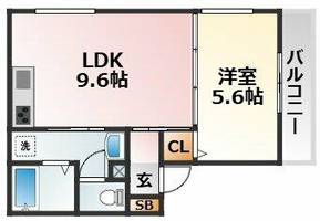 大阪府大阪市東淀川区井高野2丁目(アパート)の賃貸物件の間取り