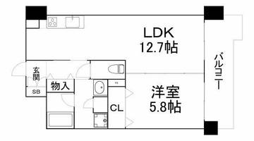 大阪府大阪市浪速区稲荷1丁目(マンション)の賃貸物件の間取り