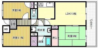 藤和喜志ハイタウンの間取り