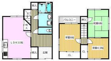 大阪府高槻市郡家本町(一戸建)の賃貸物件の間取り