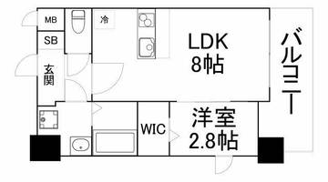 大阪府大阪市中央区瓦屋町2丁目(マンション)の賃貸物件の間取り