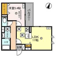 兵庫県神戸市灘区岩屋北町2丁目(アパート)の賃貸物件の間取り