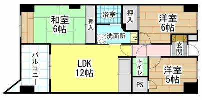福岡県北九州市小倉南区守恒5丁目(マンション)の賃貸物件の間取り