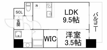 大阪府大阪市中央区北新町(マンション)の賃貸物件の間取り