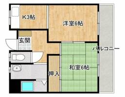大阪府豊中市服部南町5丁目(マンション)の賃貸物件の間取り