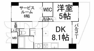 大阪府大阪市福島区海老江2丁目(マンション)の賃貸物件の間取り