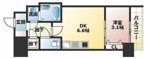 アドバンス江坂ラシュレの間取り