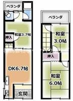 大阪府寝屋川市高柳7丁目(テラスハウス)の賃貸物件の間取り