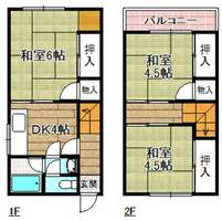 貸家 大塚町連棟(西棟東側)1の間取り
