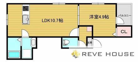 福岡県福岡市中央区大手門3丁目(アパート)の賃貸物件の間取り