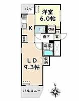 愛知県名古屋市南区本城町1丁目(マンション)の賃貸物件307の間取り