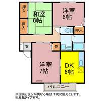 愛知県豊川市三蔵子町一里塚(アパート)の賃貸物件B202の間取り