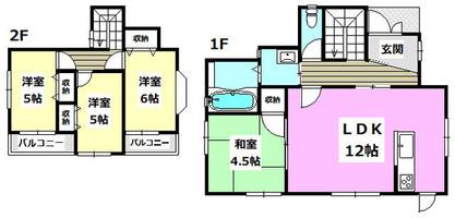 大阪府茨木市郡山2丁目(一戸建)の賃貸物件Aの間取り
