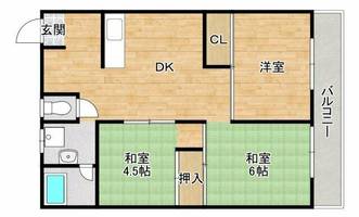 大阪府吹田市千里山高塚(マンション)の賃貸物件の間取り
