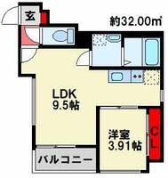 福岡県北九州市八幡西区折尾4丁目(アパート)の賃貸物件の間取り