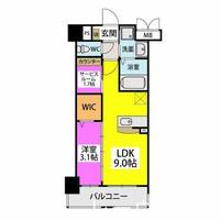 福岡県福岡市東区箱崎1丁目(マンション)の賃貸物件の間取り