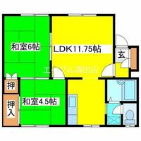 北一ハイムA棟2Bの間取り