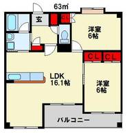 福岡県北九州市八幡西区則松1丁目(マンション)の賃貸物件の間取り