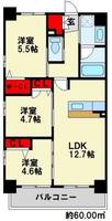 福岡県北九州市八幡西区本城学研台1丁目(マンション)の賃貸物件の間取り