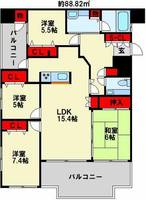 福岡県北九州市小倉北区木町1丁目(マンション)の賃貸物件の間取り