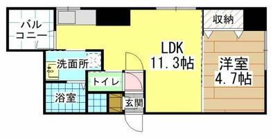 福岡県北九州市若松区中川町(マンション)の賃貸物件の間取り