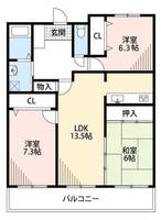 福岡県北九州市小倉北区香春口1丁目(マンション)の賃貸物件の間取り