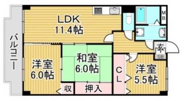 福岡県那珂川市片縄1丁目(マンション)の賃貸物件の間取り