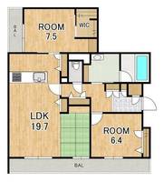 滋賀県草津市大路1丁目(マンション)の賃貸物件の間取り